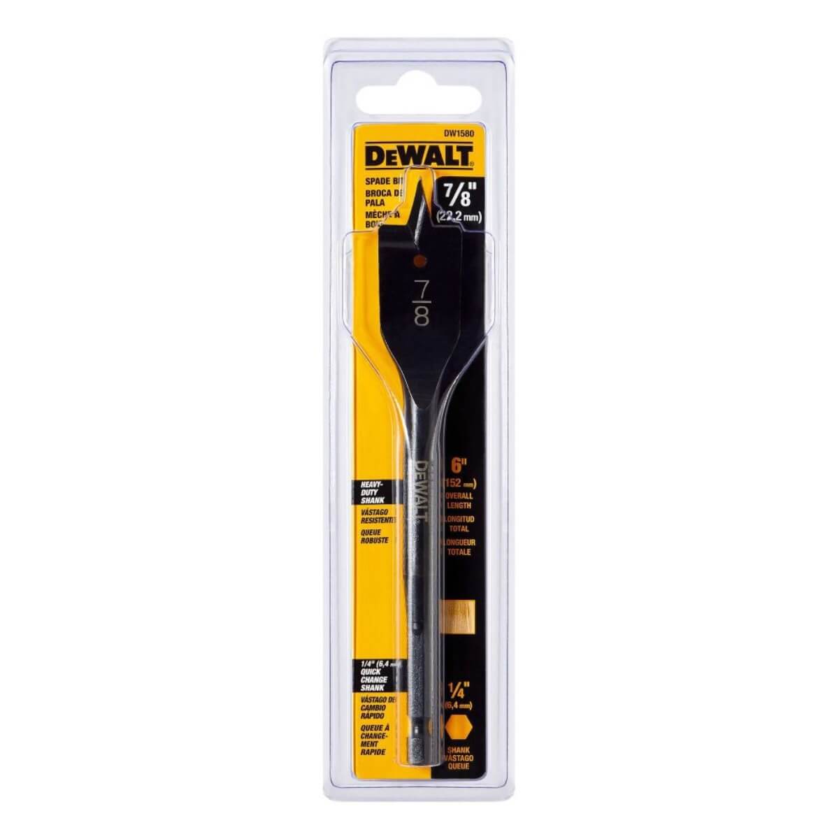 DEWALT DW1580 - 7/8-inch x 6-inch Heavy-Duty Wood Boring Spade Bit