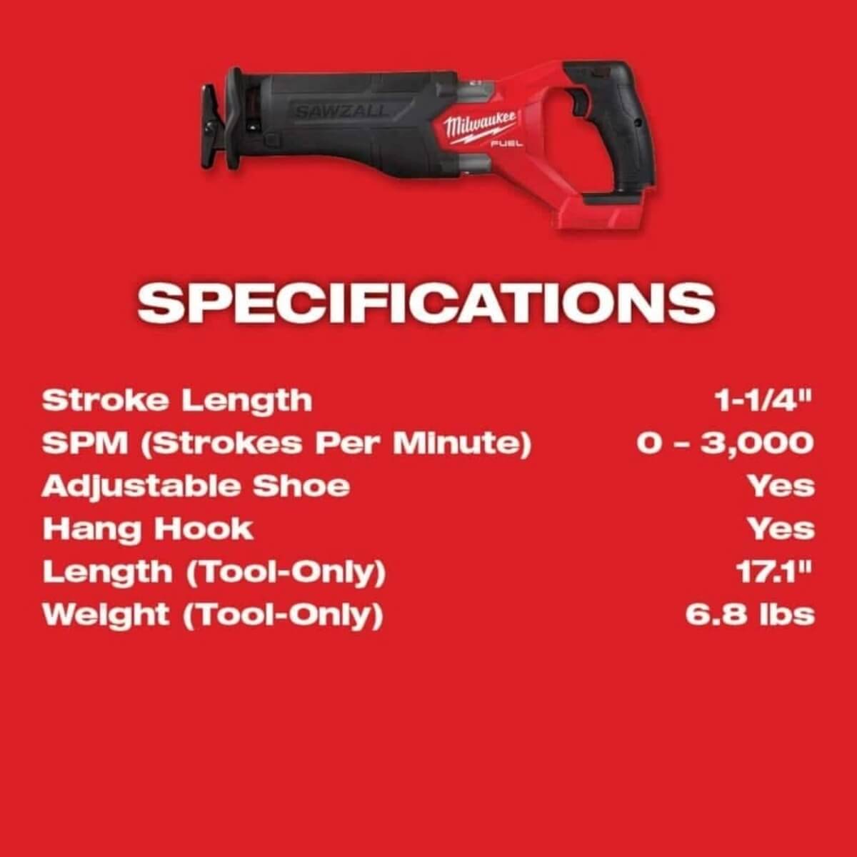 MILWAUKEE 2821-21F - M18 FUEL™ SAWZALL® Kit w/M18™ REDLITHIUM™ FORGE™ XC6.0 Battery Pack