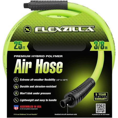 FLEXZILLA HFZ3825YW2 - 3/8 in. x 25 ft. ZillaGreen Premium Hybrid Air Hose
