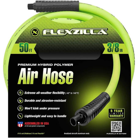 FLEXZILLA HFZ3850YW2 - Premium Hybrid Polymer Air Hose, 3/8 in. x 50 ft.