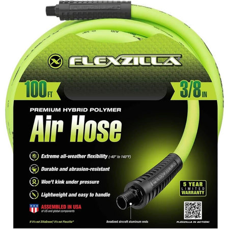 FLEXZILLA HFZ38100YW2 - Pro Air Hose, 3/8 in. x 100 ft., 1/4 in. MNPT Fittings
