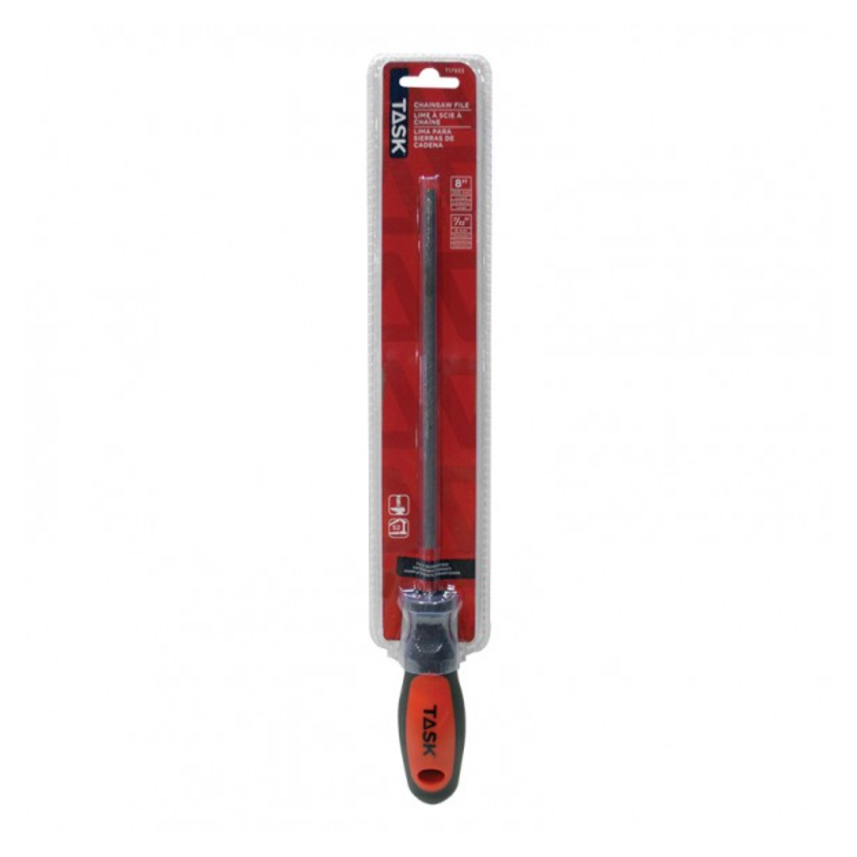 Tâche T17933 - Lime pour tronçonneuse 8" x 7/32" avec poignée en caoutchouc souple - 1/paquet