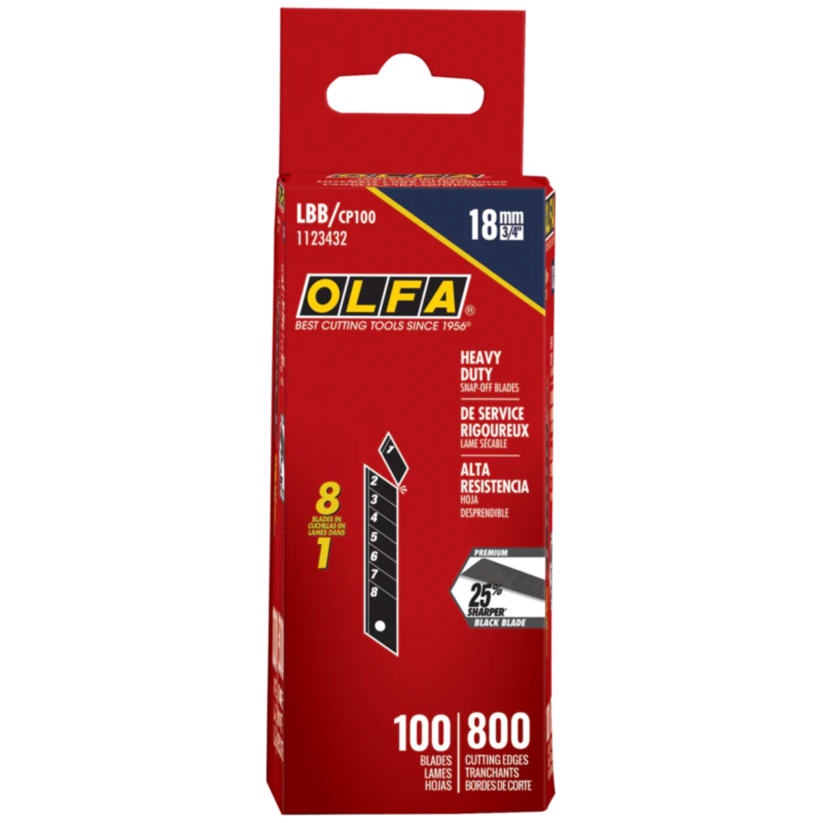 Lames cassables noires ultra-tranchantes Olfa (18 mm), paquet de 100