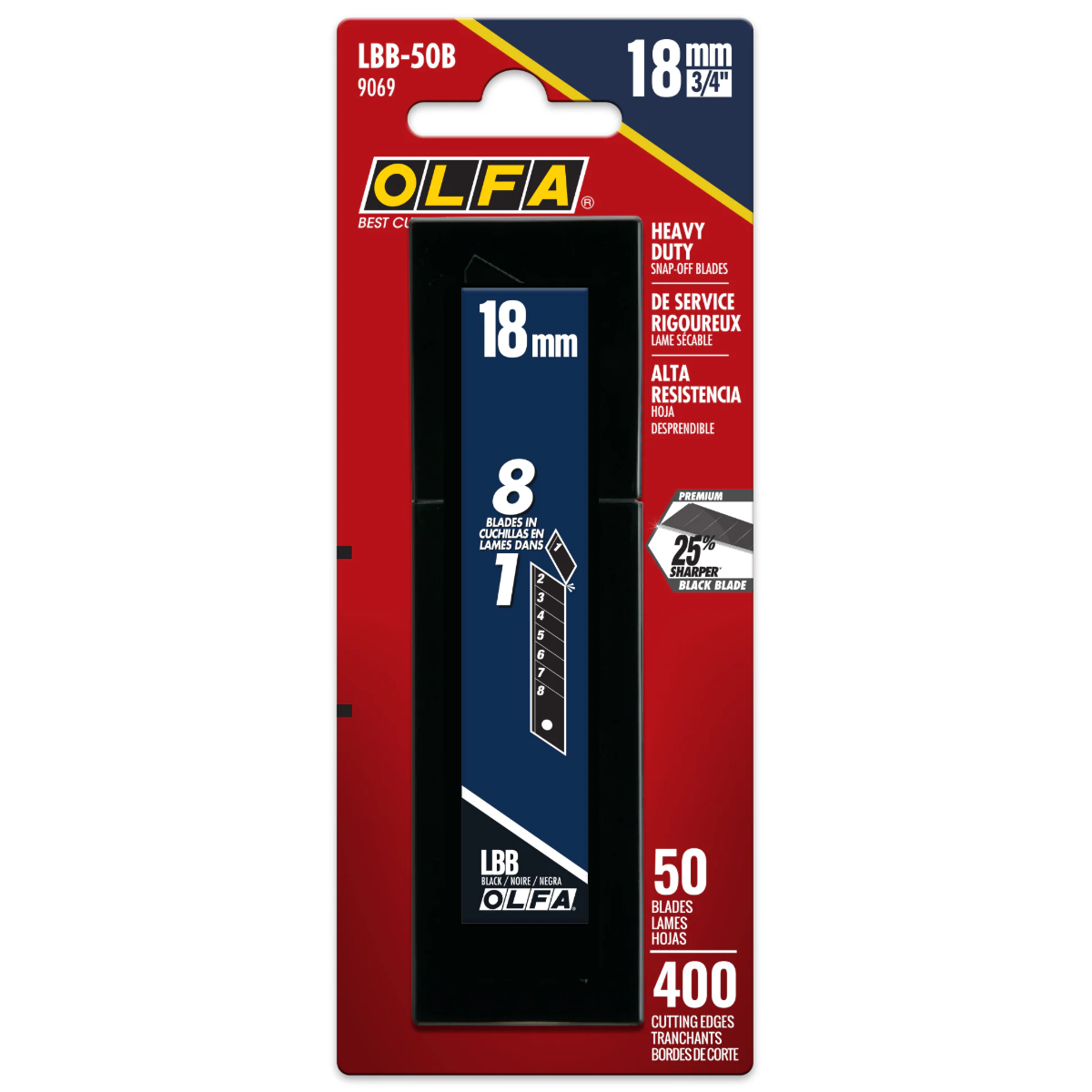 OLFA LBB-50B - 50pk 18mm UltraSharp Snap-Off Black Blade