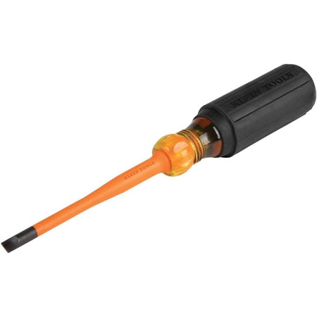 KLEIN KLE-6924INS - 4" 1/4" Slotted Cabinet Slim-Tip 1000V Insulated Screwdriver
