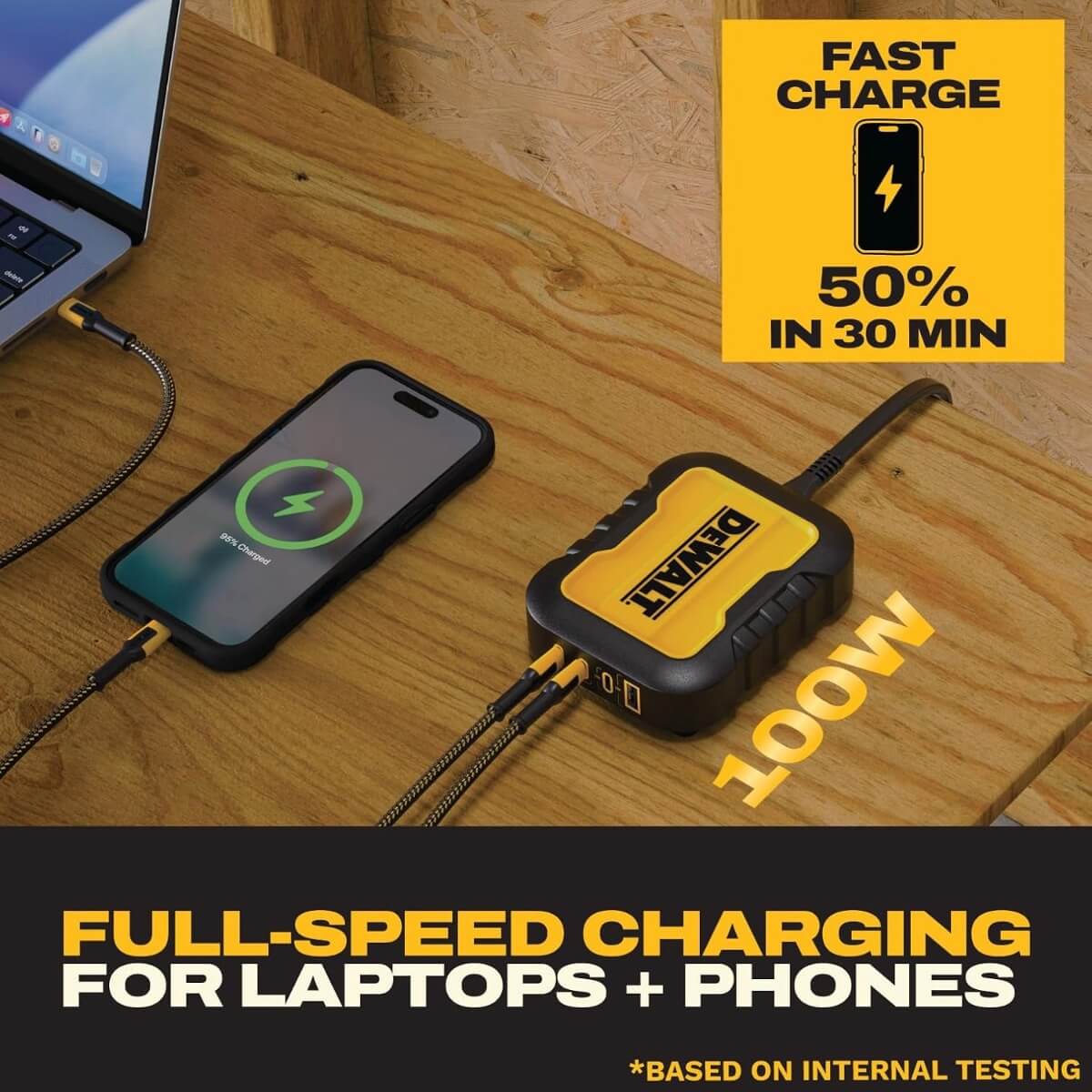 DEWALT 1311328DW2 - 100W 4-Port USB-C/USB-A Jobsite Charging Station