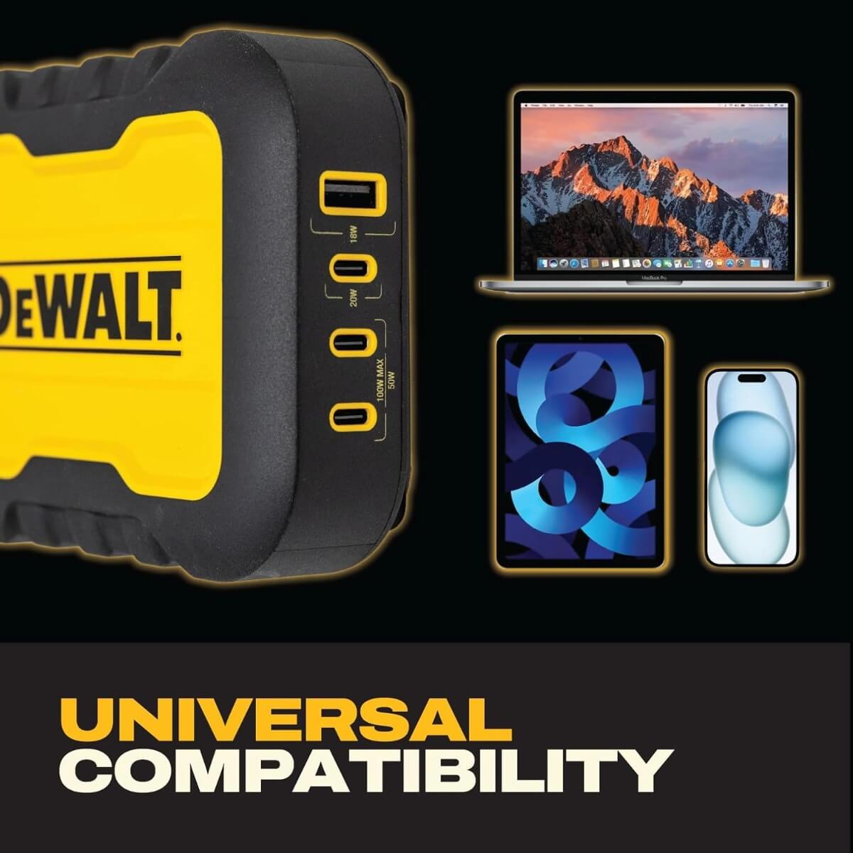 DEWALT 1311328DW2 - 100W 4-Port USB-C/USB-A Jobsite Charging Station