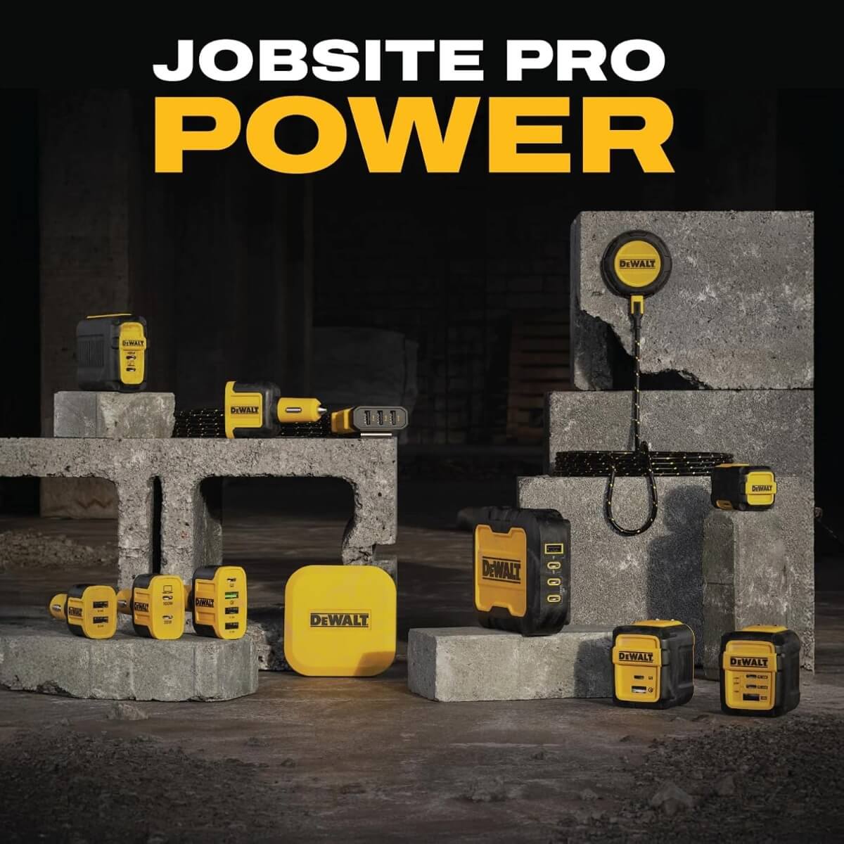 DEWALT 1311328DW2 - 100W 4-Port USB-C/USB-A Jobsite Charging Station