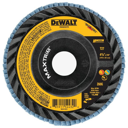DEWALT DWA8352TR - 4-1/2 in. x 7/8 in. 60 Grit HP™ MAXTRIM™ Trimmable Backer Flap Disc
