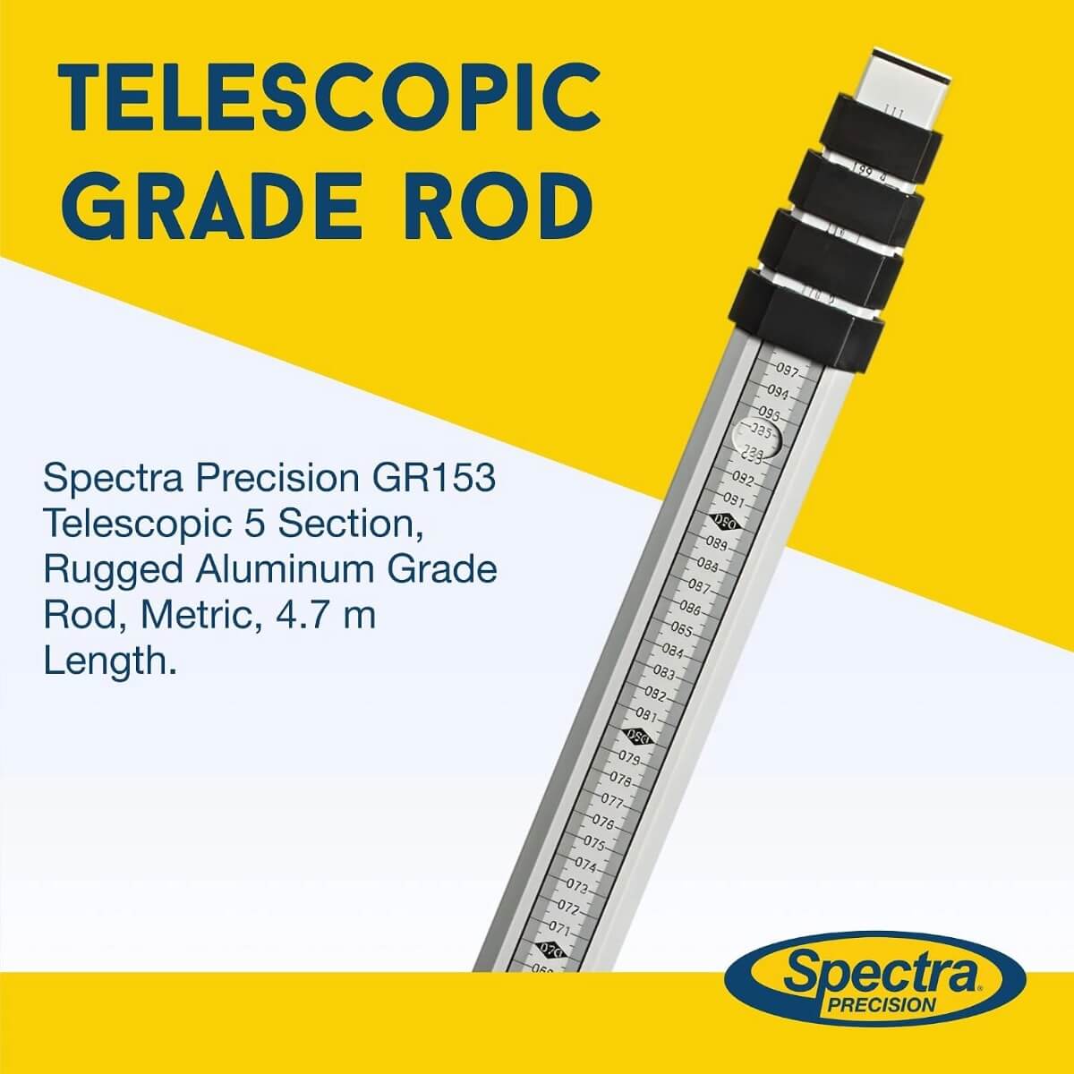 SPECTRA GR153 - 15-Foot Aluminum Telescopic Grade Rod - Metric