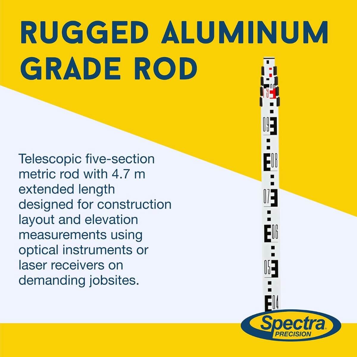 SPECTRA GR153 - 15-Foot Aluminum Telescopic Grade Rod - Metric