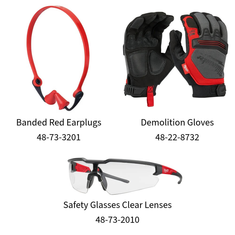 Milwaukee Bonus-Sicherheitsset – Abbruchhandschuhe, Schutzbrille und Gehörschutz 