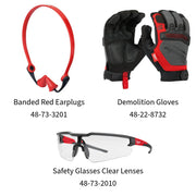 Milwaukee Bonus-Sicherheitsset – Abbruchhandschuhe, Schutzbrille und Gehörschutz 