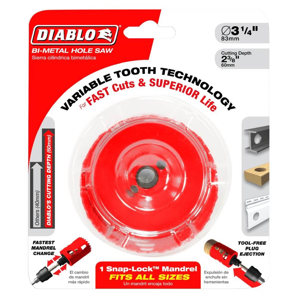 DIABLO DHS3125 - 3-1/8 in. Bi-Metal Hole Saw for Wood and Metal