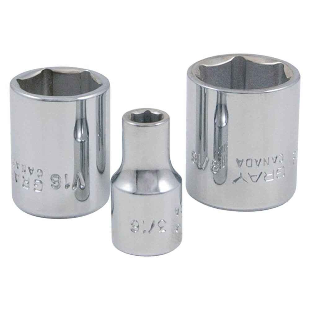 GRAY GT-15010 - 10 Piece 1/4" Drive 6 Point SAE Standard Socket Set