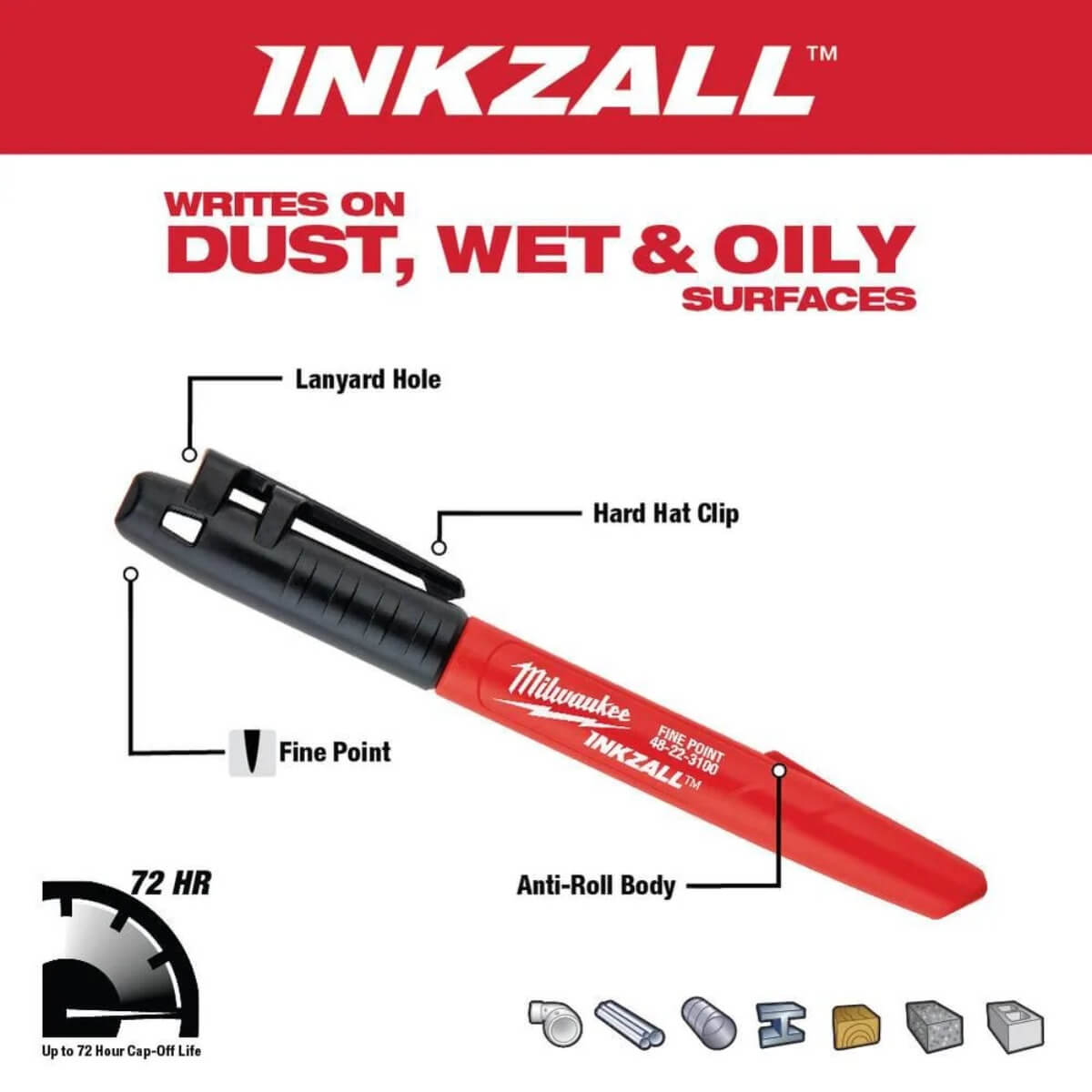 Milwaukee 48-22-3209 Inkzall 12-Piece Fine Point Black Marker Set