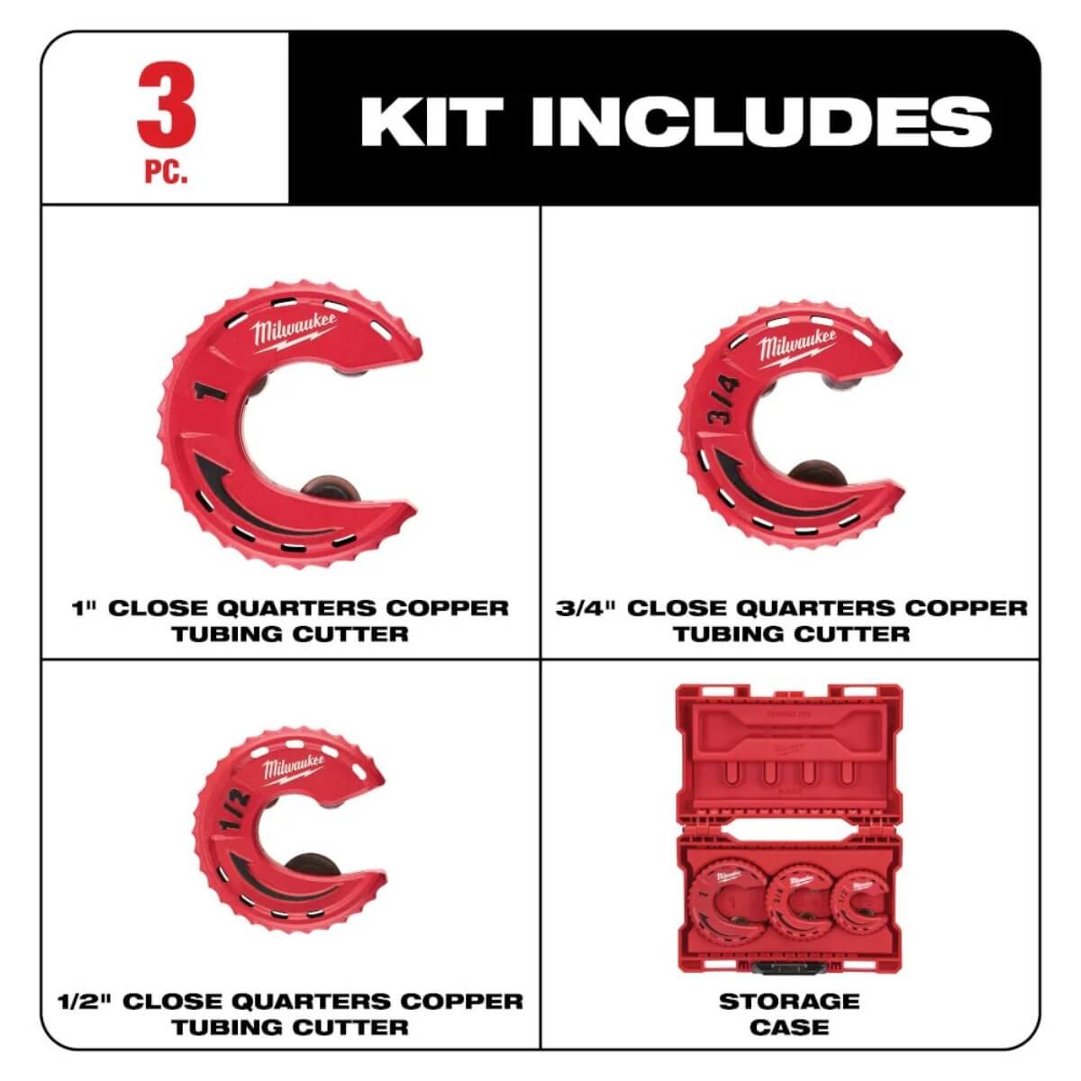 Milwaukee 48-22-4267 3pc Close Quarters Tubing Cutter Set