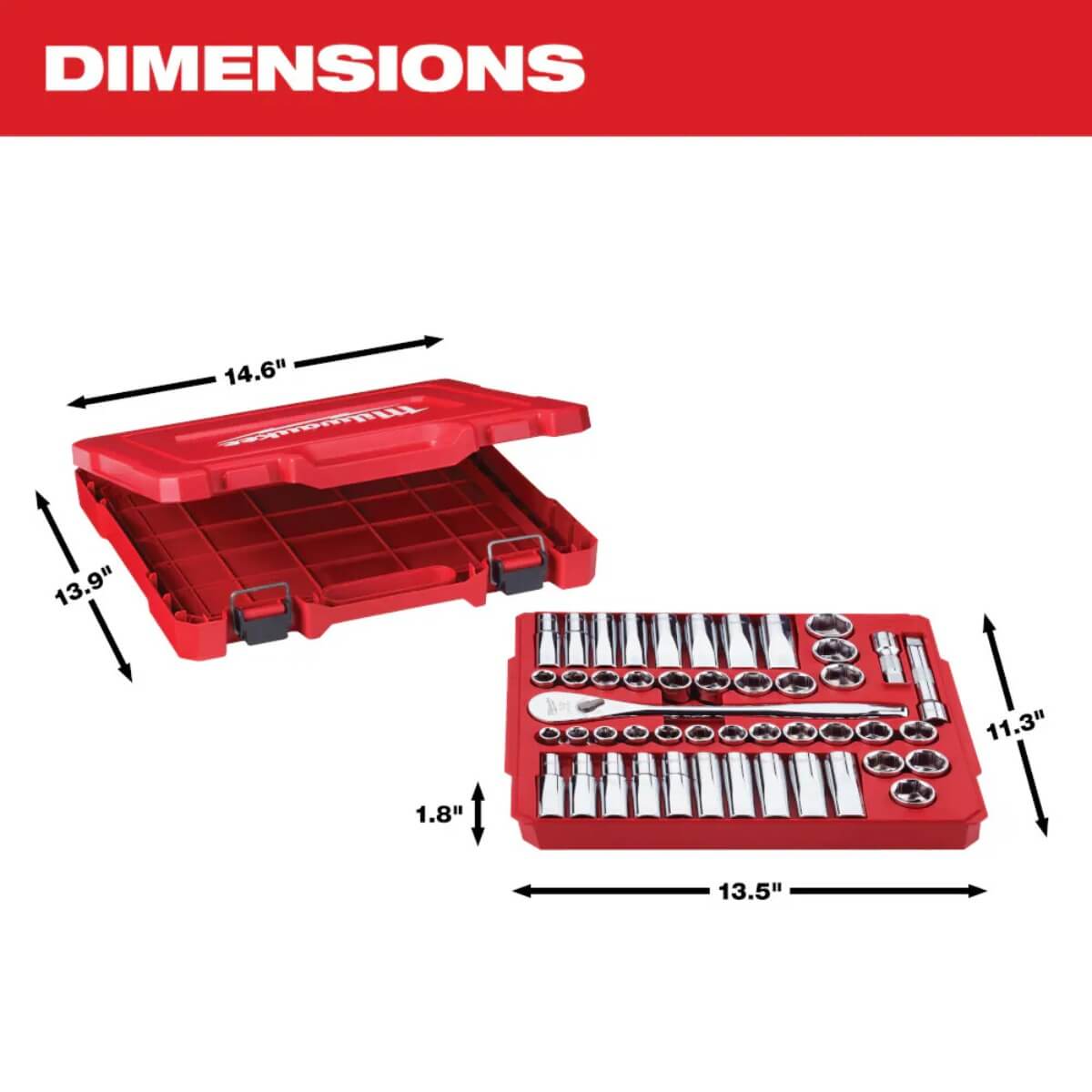 Milwaukee 48-22-9010 47pc 1/2" Drive Metric & SAE Ratchet and Socket Set