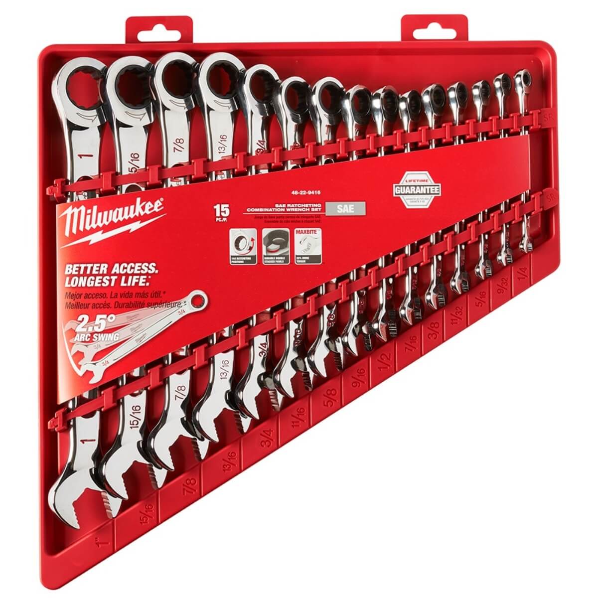 Milwaukee 48-22-9416 15pc Ratcheting Combination Wrench Set - SAE