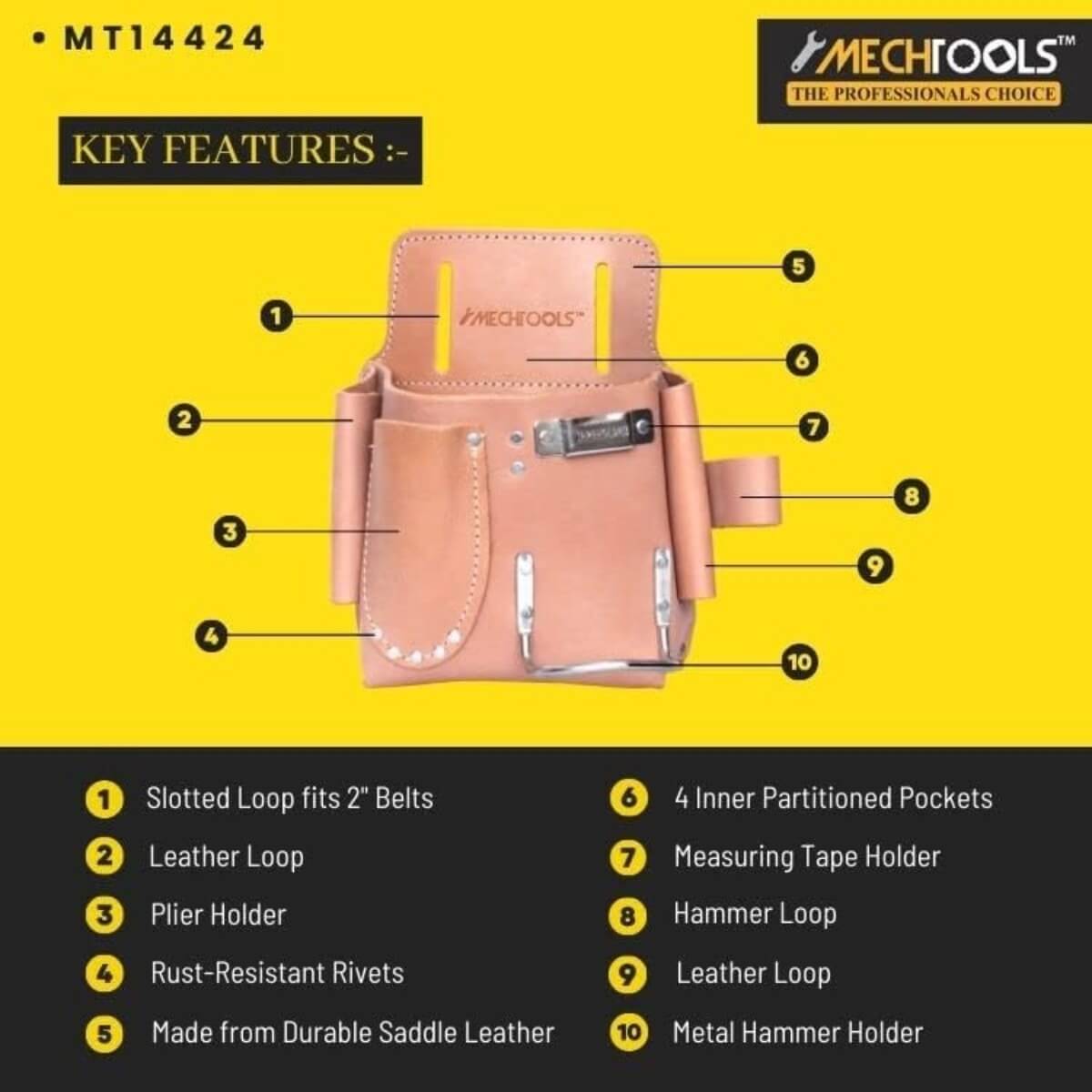 Mech Tools MT14424 Drywaller Tool Pouch - Heavy Duty Canvas