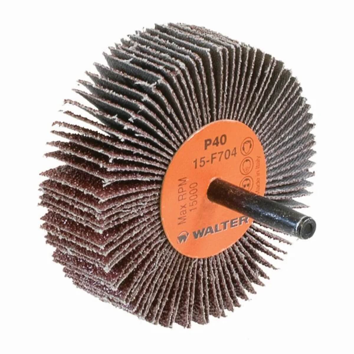 WALTER WAL-15F704 - COOLCUT™ Mounted Flap Wheel - 3" x 1" x 1/4" Shank - 40 Grit