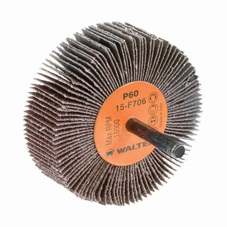 WALTER WAL-15F706 Coolcut Mounted Flap Wheel, 3" x 1" x 1/4" Shank, 60 Grit