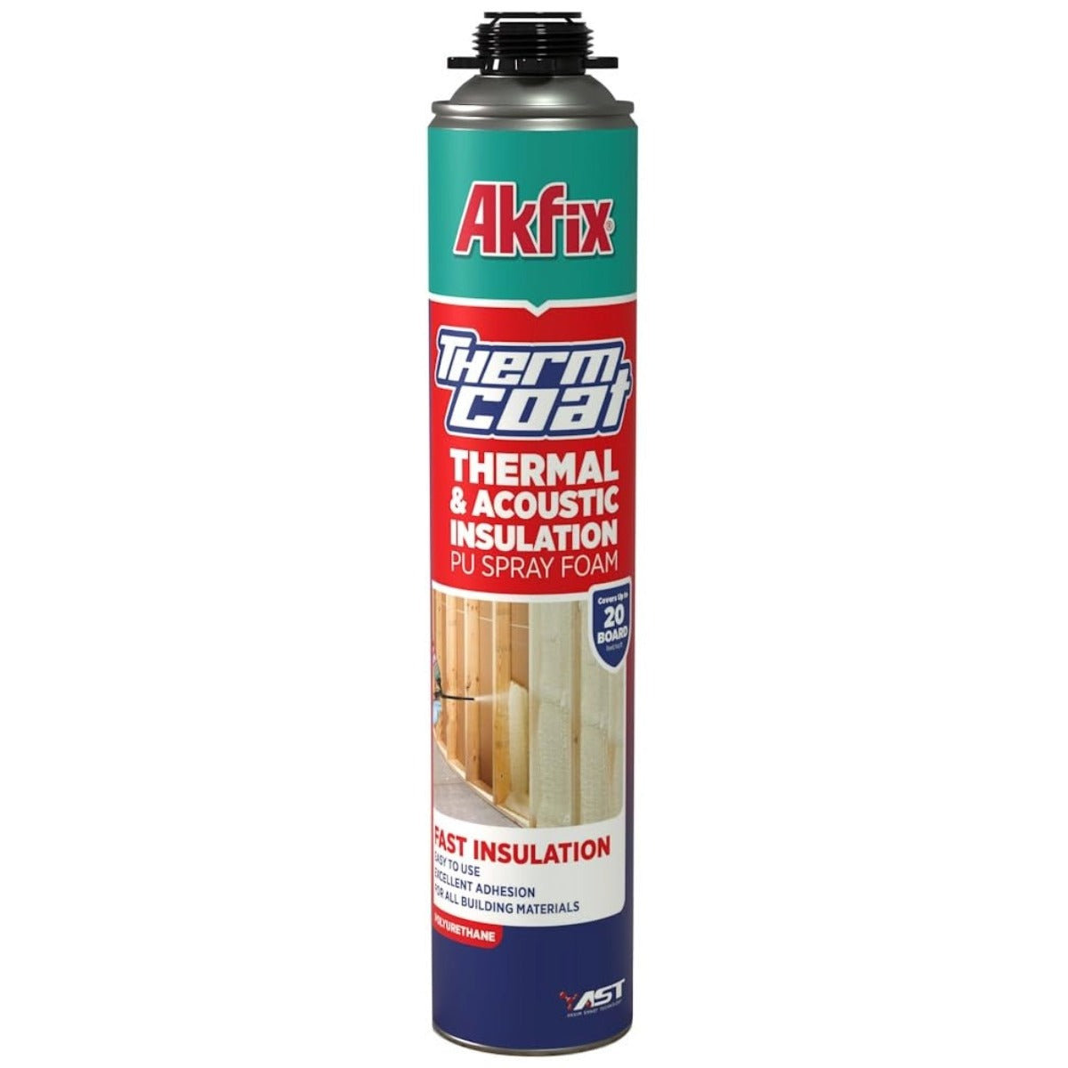 AKFIX AKTC930 - Mousse polyuréthane pulvérisable isolante thermique et acoustique Thermcoat (utilisation au pistolet)