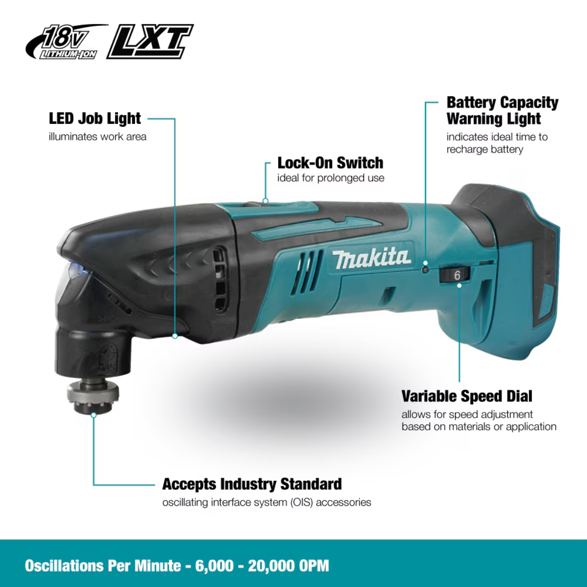 MAKITA DTM50Z - 18V LXT Multi Tool, Tool Only