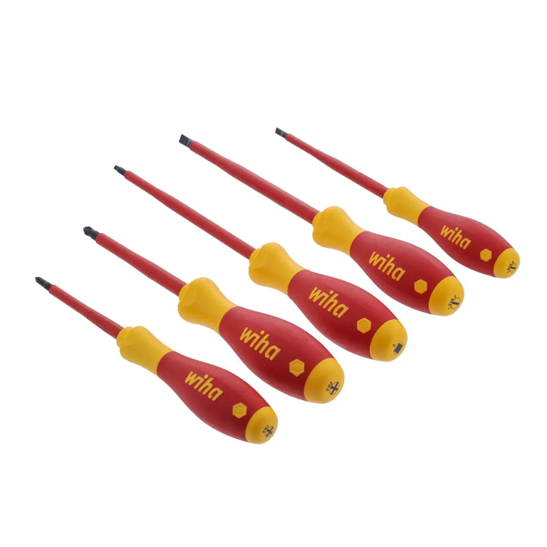 WIHA WIH-32059 - 5pc Insulated SoftFinish Screwdriver Set - Slotted, Phillips & Square WIHA