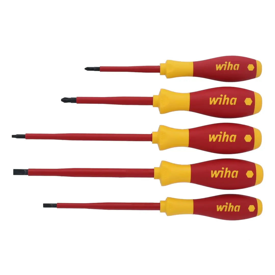WIHA WIH-32059 - 5pc Insulated SoftFinish Screwdriver Set - Slotted, Phillips & Square WIHA