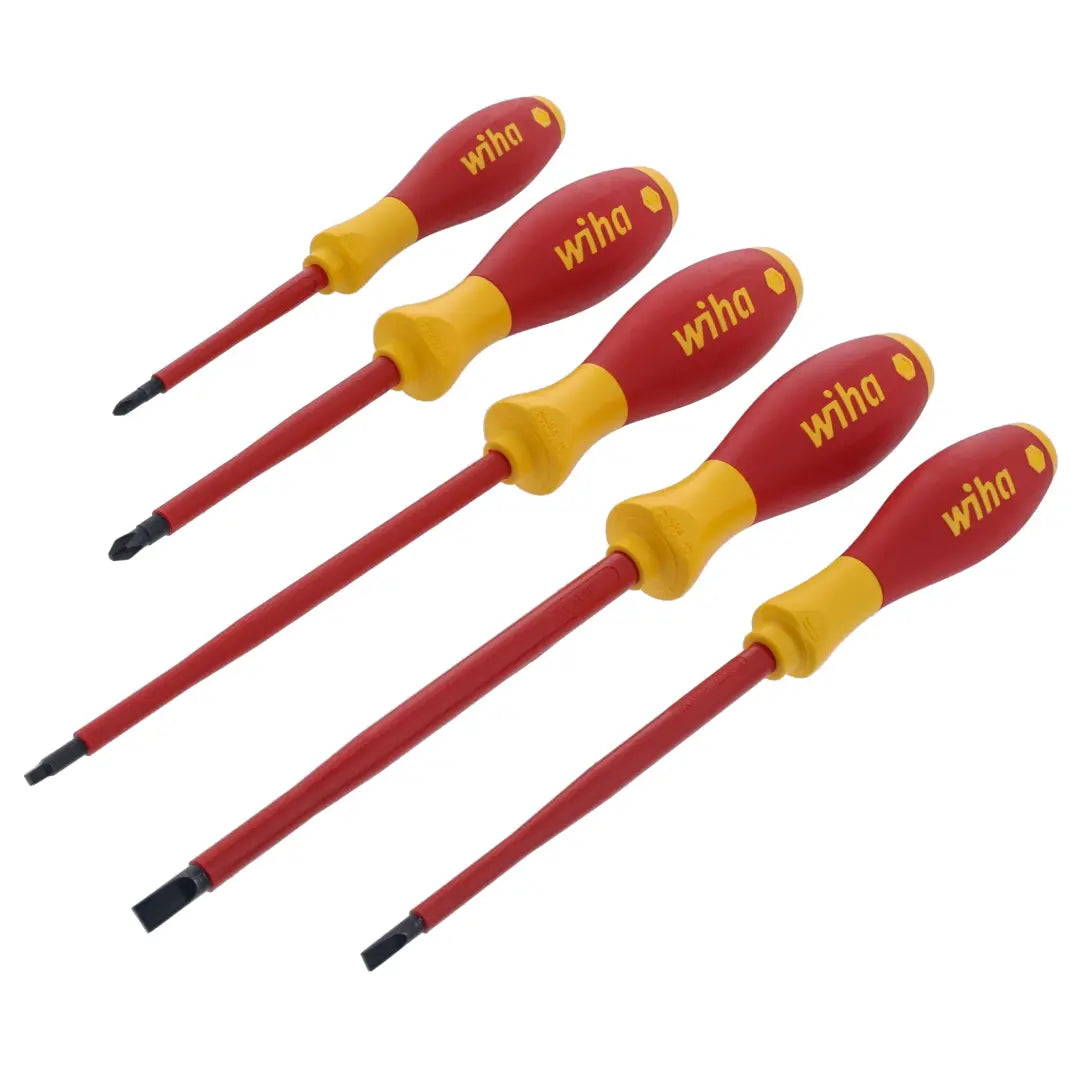 WIHA WIH-32059 - 5pc Insulated SoftFinish Screwdriver Set - Slotted, Phillips & Square WIHA