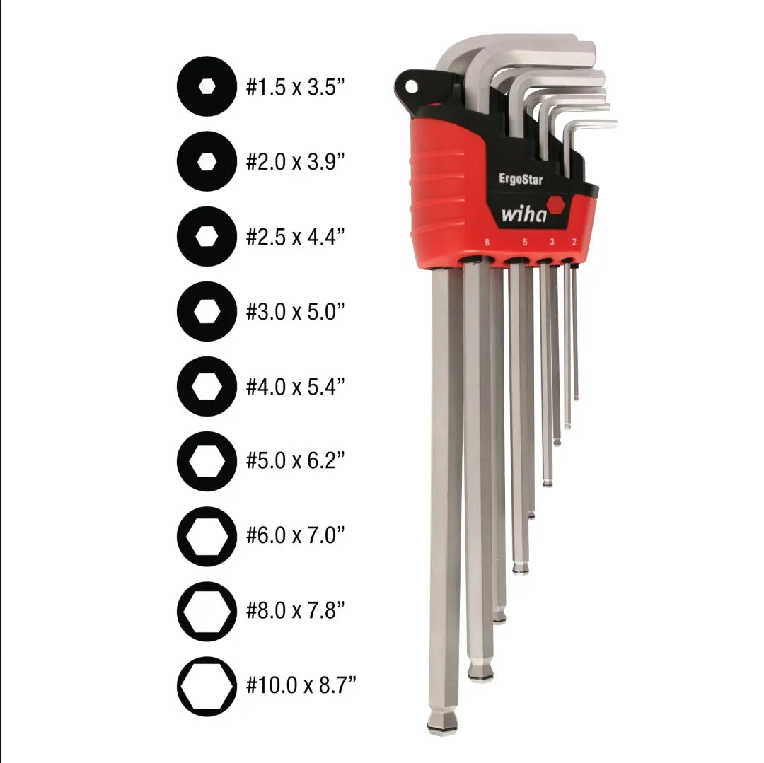 WIHA WIH-66990 - 9pc MagicRing Metric Ball End Hex Key Set WIHA