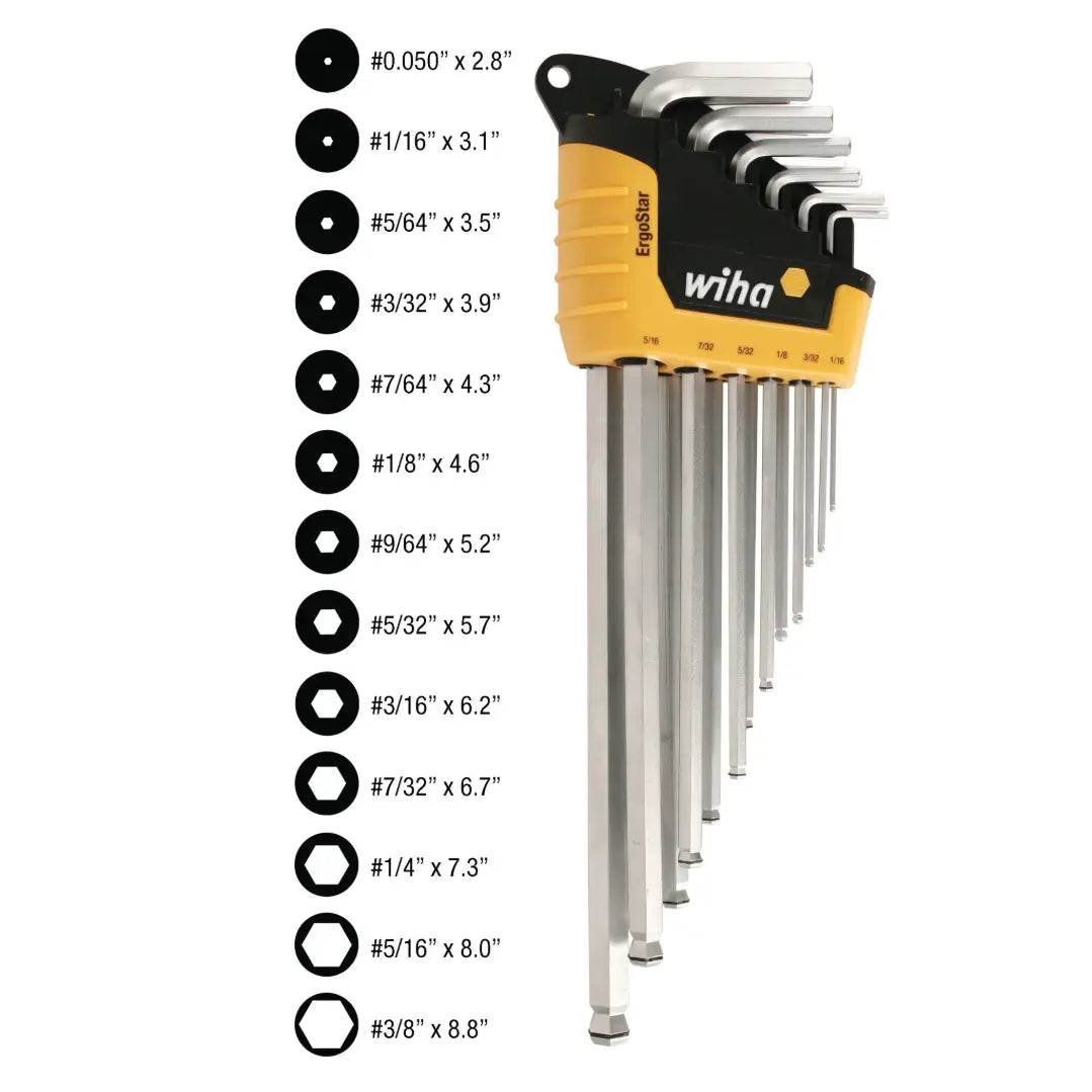 WIHA WIH-66991 - 13pc MagicRing SAE Ball End Hex Key Set WIHA
