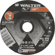 Walter 08B510  -  5"x1/4" HP Grinding Wheel - Wise Line Tools