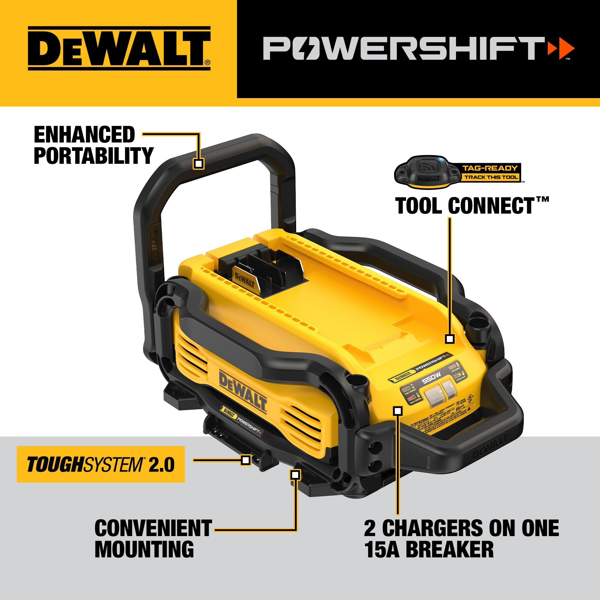 Chargeur DEWALT DCBPSC0550 - POWERSHIFT 550 W