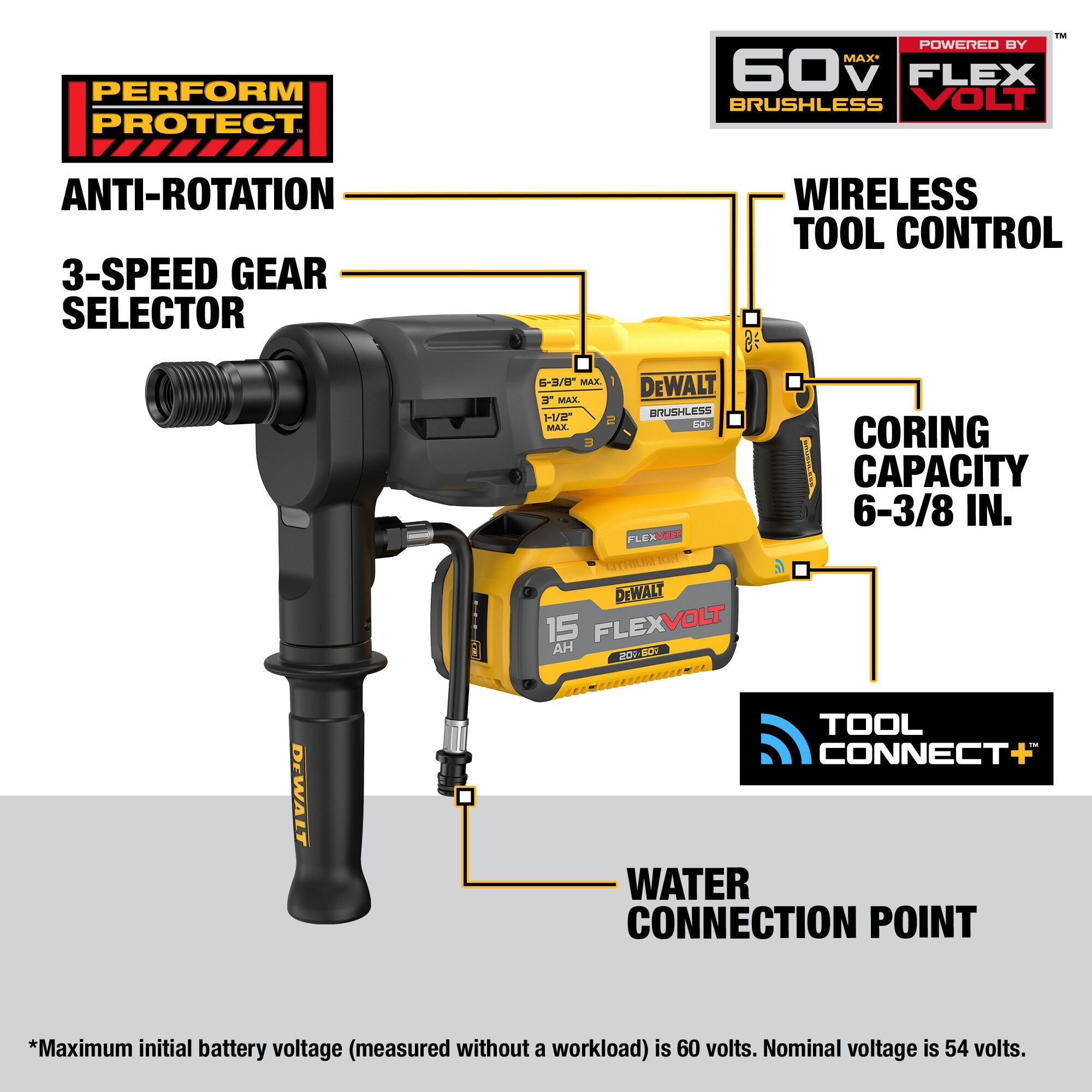 DEWALT DCD150Z2 - 60V MAX* 6-3/8 in. Core Drill Kit