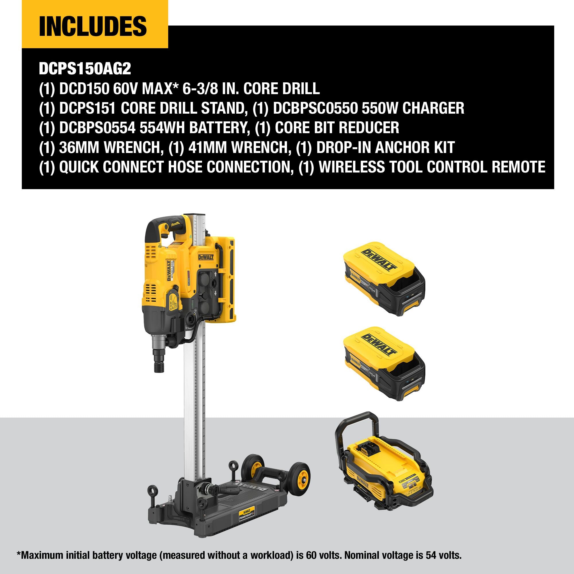 DEWALT DCPS150AG2 – POWERSHIFT 6-3/8 Zoll Kernbohrständer-Kit