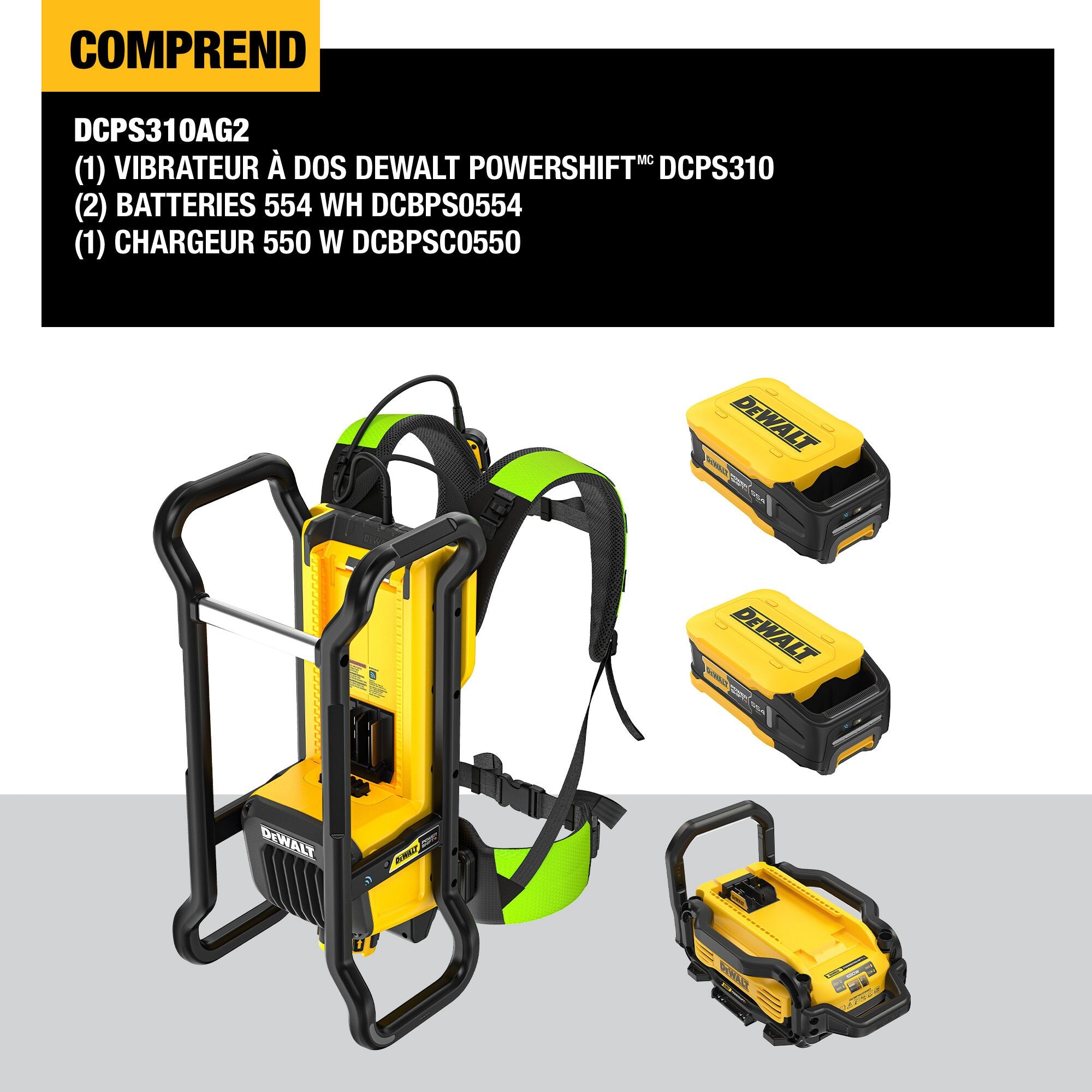 DEWALT DCPS310AG2 - Kit vibrateur à dos POWERSHIFT