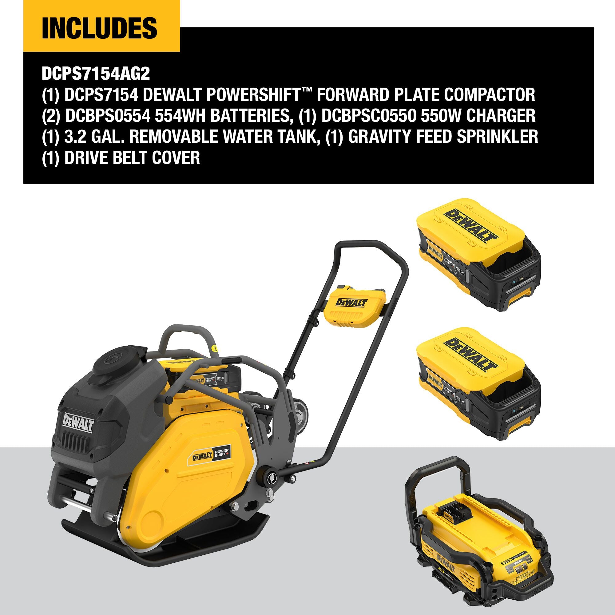 DEWALT DCPS7154AG2 – POWERSHIFT Vorwärts-Plattenverdichter-Kit