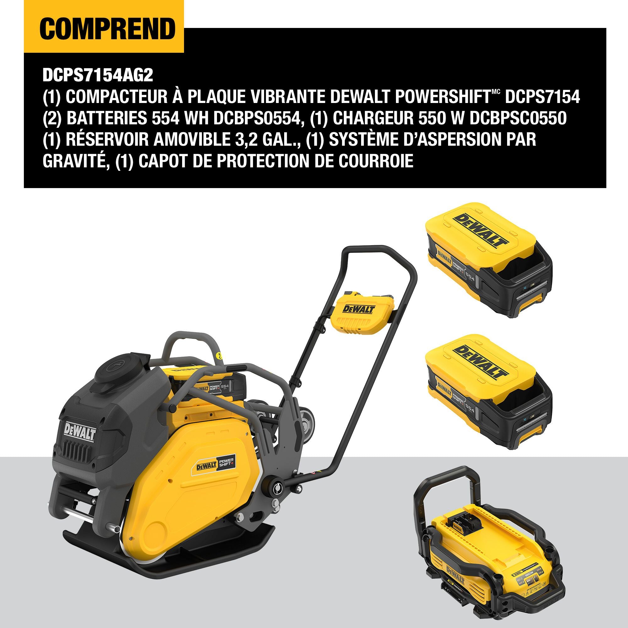 DEWALT DCPS7154AG2 – POWERSHIFT Vorwärts-Plattenverdichter-Kit