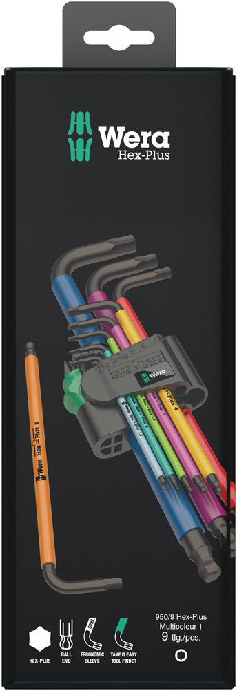 Wera 073593  -   Multicolor Hex + Ball End Hex Metric L-key Clip Set - Wise Line Tools