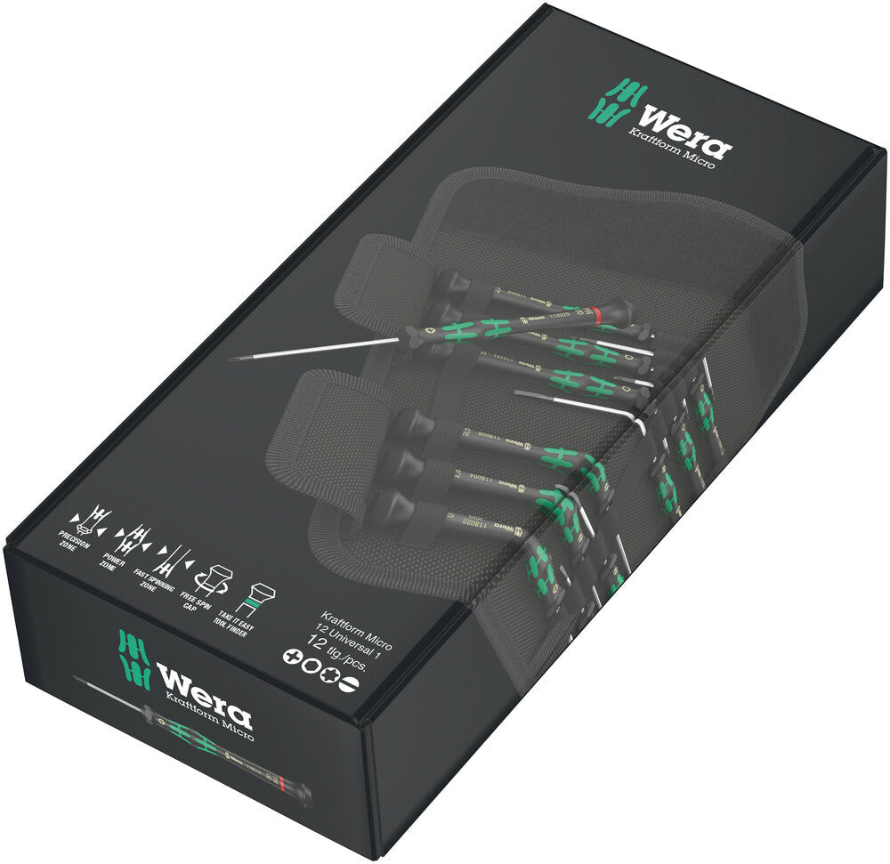 Wera 073675  -  Kraftform Micro 12 Universal Screwdriver Set - Wise Line Tools