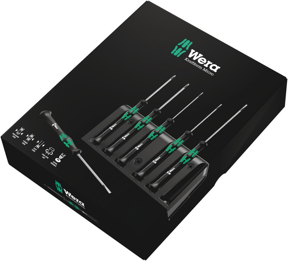 Wera 118150 Kraftform Micro Slotted/Phillips Precision Screwdriver Set + Rack - Wise Line Tools