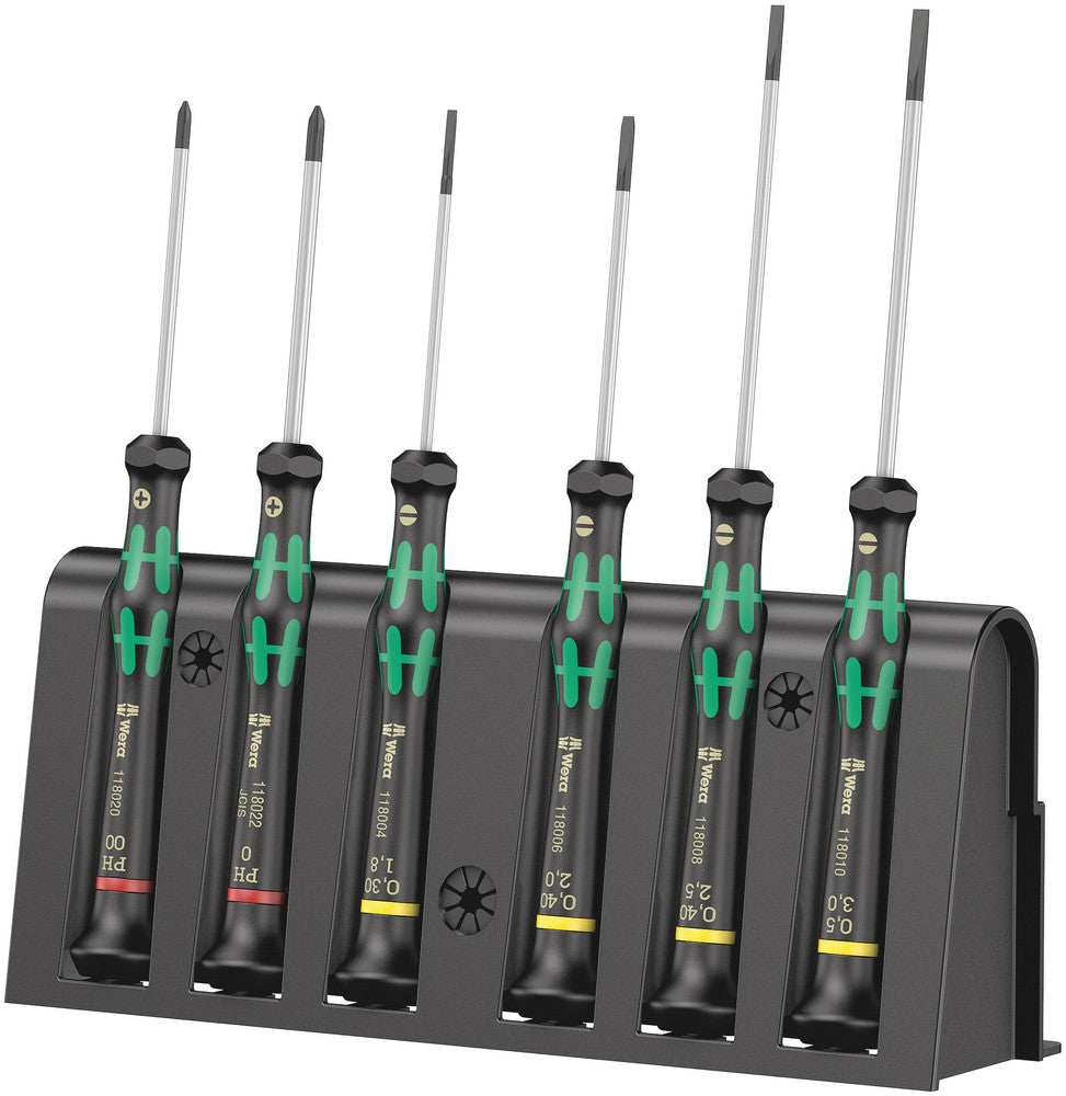 Wera 118150 Kraftform Micro Slotted/Phillips Precision Screwdriver Set + Rack - Wise Line Tools