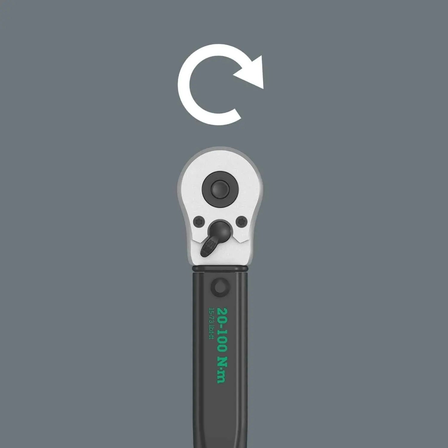 Wera WER-075611 Click-Torque B 2 torque wrench with reversible ratchet, 3/8"" x 20-100 Nm", black/green - Wise Line Tools