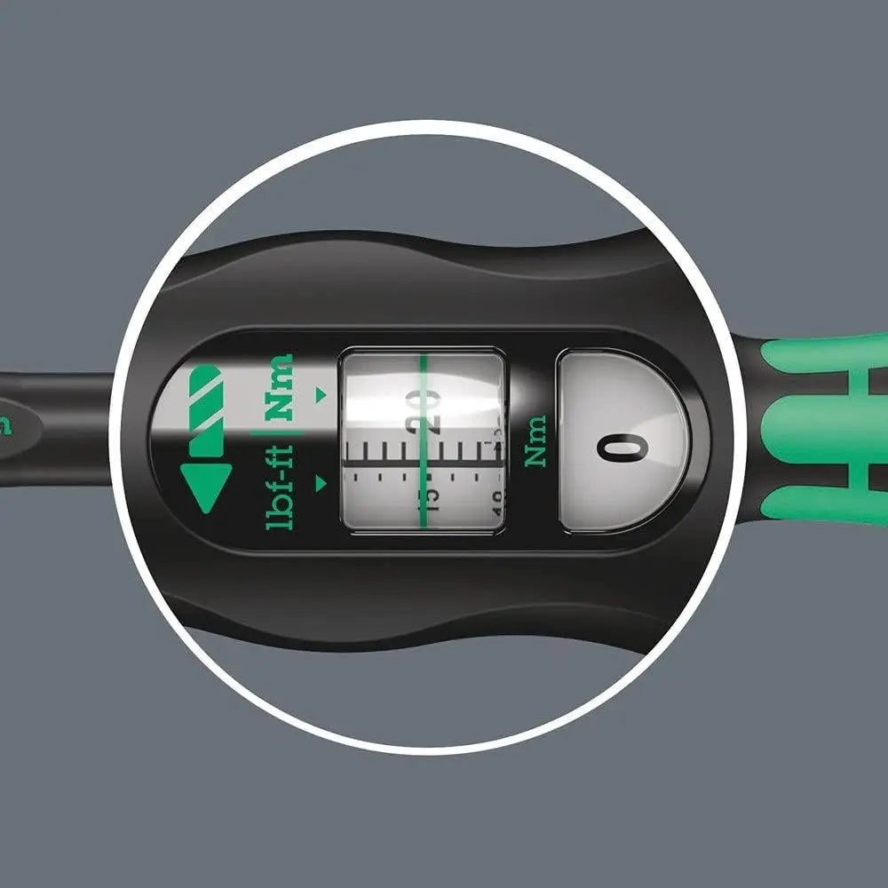 Wera WER-075611 Click-Torque B 2 torque wrench with reversible ratchet, 3/8"" x 20-100 Nm", black/green - Wise Line Tools