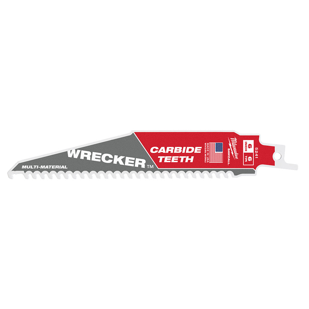 Milwaukee 48-00-5241 – 6 Zoll, 6 TPI THE WRECKER™ mit Hartmetallzähnen, SAWZALL®-Sägeblatt, 1 Stück