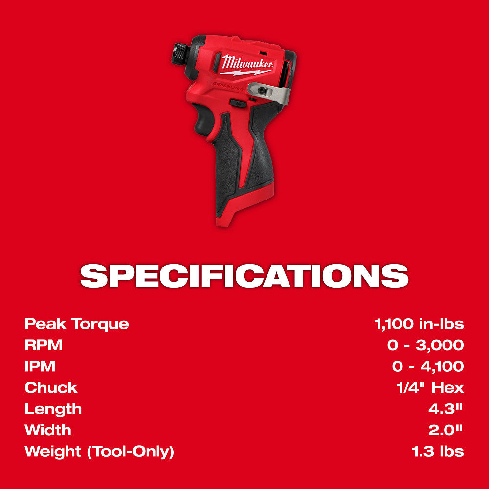 Milwaukee 3450-20 - M12™ Subcompact Brushless 1/4" Hex Impact Driver