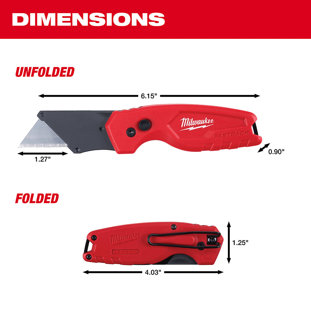 Milwaukee 48-22-1500 - Couteau utilitaire pliable compact FASTBACK™