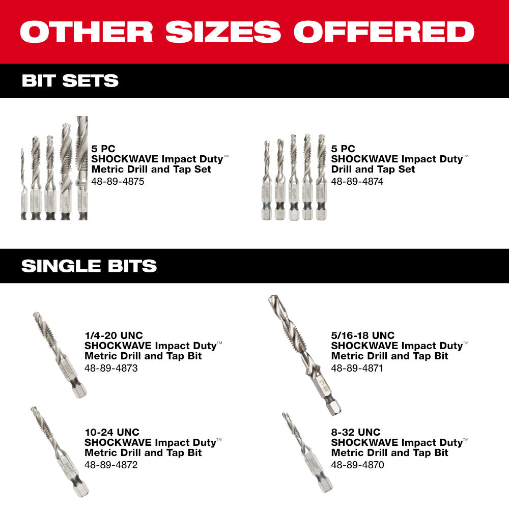 Milwaukee 48-89-4875 - SHOCKWAVE™ 5 Pc. Metric Impact Drill Tap Set